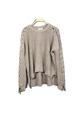 Lush Sweater Women Size S Strappy Laced Hi Low Loose Slouchy Comfy Relax Hipster